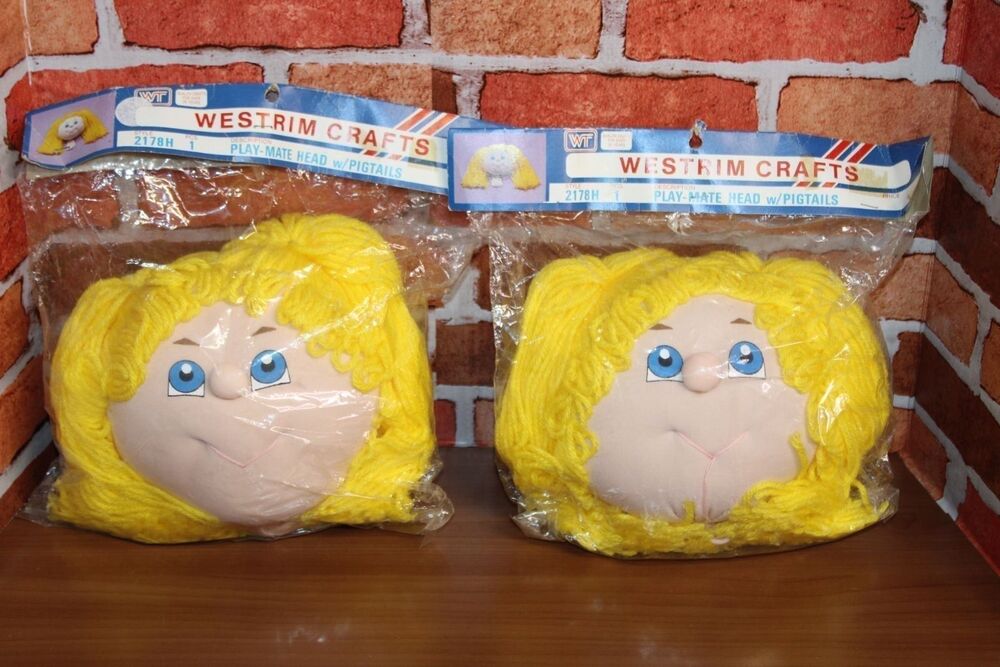 Westrim Crafts Large Play Mate Pigtails Blonde hair Doll Head Vintage #A17